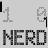 A 48x48 pixel animated contact sheet showing a repeating pattern of the word "NERD" in black block letters with gray dots and lines on a light gray background, arranged in five rows across four columns.