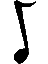 Two black musical eighth notes on a light gray background, positioned side-by-side with the left note slightly higher than the right.