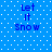 Blue background with white dots and four identical text blocks reading "Let It Snow" in blue pixelated font.