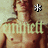 A shirtless man with light brown hair stands against a beige background, with the word 'cinnnett' overlaid in light green text across his chest.