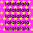 A static image with a bright pink background filled with yellow star shapes and repeated black text "lalalala" in multiple