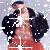 A pixelated figure in a black jacket and red pants with a white cap, shown across where the head position shifts slightly left to right
