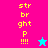 Pixelated text 'str brght P !!!!' in yellow on pink and cyan backgrounds with a star icon, transitioning between two color schemes.