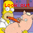 Homer Simpson holds a pink pig with a carrot in his mouth, red text reads 'Look out' above him.