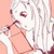 Pixelated anime-style character with long white hair holding a rectangular object against a peach background, showing subtle pose variation across frames.