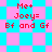 Pixelated text on a checkered background with alternating blue and pink squares, showing 'Me+ Joey= Bf and Gf' in red.