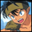 A pixelated anime-style character with brown hair and blue eyes appears on the left side of a contact sheet, while the right side displays stylized text reading "Anime IM" above "COM" against a black background.