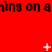 Red background with repeated black text and animated white symbols changing across frames.