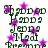 Animated icon with green text and purple stars on white background, text changes between frames.