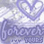 A static pattern of repeating purple heart outlines and text on a white background with subtle texture.