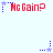 Pixelated red text 'Mc Gain?' with blue and purple star icons on a light blue background, showing animation changes in star positions.
