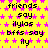 Yellow background with pink star pattern, black text repeating 'friends say', 'ilylas', 'bffs say', and 'ily' in a