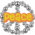 A static pixelated icon features a gray peace symbol with white negative space, overlaid by an orange rectangular banner containing yellow text reading "PEACE" in blocky capital letters.