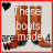 Animated contact sheet of six frames showing brown cowboy boots with text overlay and alternating heart icons, arranged in a 3x2 grid on gray background.