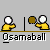Pixelated animation of yellow-shirted figures with white heads interacting with brown balls on a gray background, labeled "Osamaball" beneath each frame.