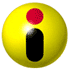 Yellow sphere with red dot and black shape rotating to reveal text elements including 'Premio iBest', 'VOTA AQUÍ!', and partial Spanish phrases.
