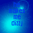 Blue-toned pixelated text 'he makes me dizzy' on a gradient background with subtle circular light effects.