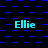 Blue and black pixelated with cyan text 'Ellie' repeated across multiple