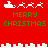 Red pixel art displays Santa's sleigh with reindeer and "MERRY CHRISTMAS" text in green, alternating between two animation states.
