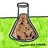 Static pixelated icon of a laboratory flask filled with brownish liquid on green grass background.