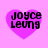 Four identical purple heart-shaped icons with black text "Joyce Leung" on a light pink background, arranged in a