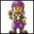 Pixelated 48x48 buddy icon featuring a cartoon character with purple headwear and pants, holding an object, next to "Anime IM" text on black background.