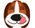 A 50x40 pixel animated buddy icon featuring a cartoon dog's face with brown and white fur, black nose, pink tongue, and closed eyes in two sequential frames showing the tongue moving from left to right.