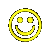 Yellow pixelated smiley face icon with square eyes and curved mouth on gray background, showing two distinct visual states.