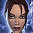 Pixelated static image of a female character's face with brown hair and blue background, likely from a video game or animated series.