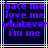 Pixelated text in purple reads 'hate me love me whatever i'm me' on a dark blue background with white and gray lines