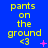Blue background with yellow text reading 'parts on the ground <3' and pink star or cross symbols appearing and disappearing in different positions across frames.