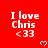 Red background with repeated white text "I love Chris <33" and small white heart symbols arranged in a pattern