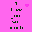 Pink background with green text reading "I love you so much" in two , animated pink heart and star symbols appear sequentially