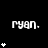 Black background with white text 'ryan.' repeated , each text instance accompanied by varying numbers of white asterisks below it