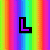 six pixelated each containing a single letter forming the word 'LOVE' over distinct backgrounds
