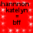 Red background with white pixelated squares and black text reading 'shannon', 'katelyn', '=', 'bff' repeated twice horizontally.