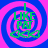 Four identical display a green text-based design with 'I LIKE PAT' and three fish icons on a pink-and-blue spiral background