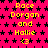 Pixelated icon with bright pink background, black star pattern, and yellow text reading "Race Dorgan and Hallie" followed by a heart symbol.