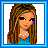 Pixelated image of a person with long brown hair and blue eyes, next to a blue star containing the name "Ashley" on a light blue background.