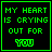 Two side-by-side pixel art frames of a buddy icon with green text on black background, showing slight animation difference in the word "YOU".