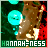 identical animated icons showing a figure with brown hair and red clothing against a green background, each labeled 'HANNAH-NESS' at the bottom