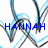 Blue text 'HANNAH' appears over abstract blue and black line art on white background, with a small blue '3' visible in one frame.
