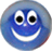 Static blue circular smiley face icon with large white eyes, black pupils, and a wide white smile on a transparent background.