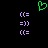 Green heart-shaped icon above three purple emoticons on black background, with two identical of emoticons