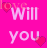 A split-screen animated buddy icon with pink and light purple backgrounds featuring pixelated text, hearts, and repeated 'love' elements in a retro digital style.