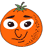 Animated contact sheet of a cartoon orange character with expressive faces, red