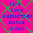 Static pixel art displays blue text on a bright pink background with green crisscross lines, showing repeated phrases in vertical alignment.