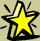Yellow star icon with black outline and light brown shadow on beige background, showing three distinct animation states.