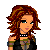 Pixel art avatar with red-brown hair, black choker, and green-accented top; torso and legs in separate ; text "Bitch" and "what" on black background