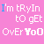 Animated contact sheet of a pink-themed text-based buddy icon with repeated phrases and color-coded letter variations across 25 sampled frames.